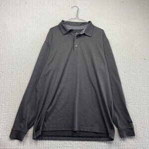 Walter Hagen Golf Polo Shirt Men L Striped Grey Hydro-Dri Rugby Long Sleeve